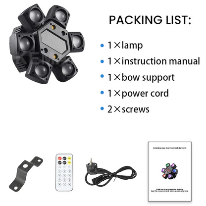 80W Disco Moving Head Light - 6-Arm Beam Strobe DJ Stage Lighting with DMX512 Control