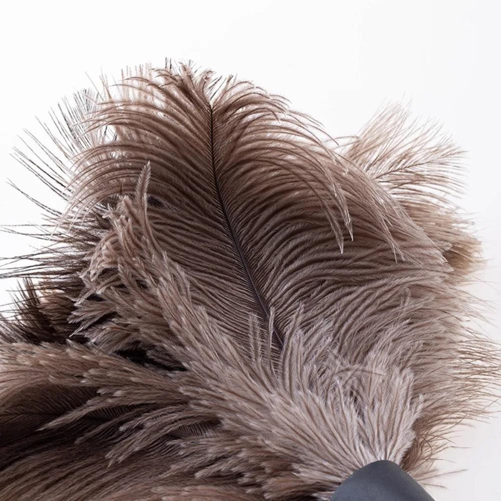 Ostrich Feather Dusting Brush – Wooden Handle Anti-Static Household & Car Cleaning Duster Tool