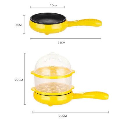 Electric Frying Pan and Omelette Maker - Mini Egg Cooker with Steamer, Automatic Power-Off - Breakfast Machine for Quick Meals