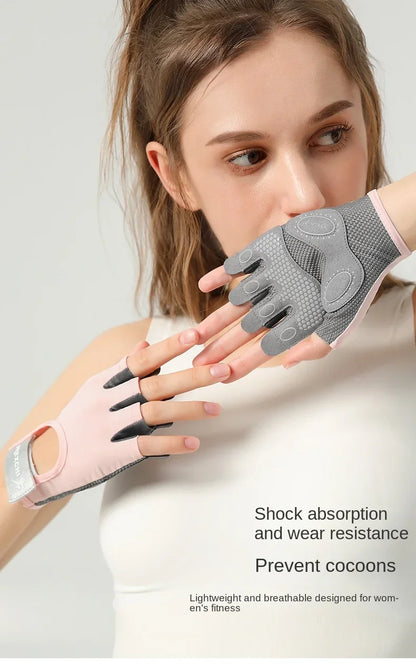 Women's Half Finger Sports Gloves – Anti-Slip, Shock-Absorbing, Breathable Fitness and Outdoor Gloves