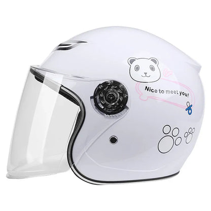 Children's Helmet with Cute Cartoon Pattern – Anti-Fall Open Face Safety Helmet for Kids, Four Seasons Motorcycle Protection