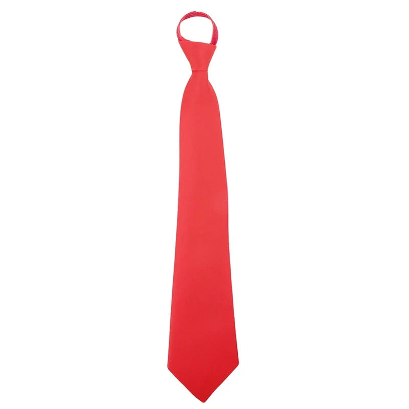 Pre-Tied Men’s Skinny Zipper Tie – 5cm Slim Necktie in Red, Black & Blue for Parties & Events