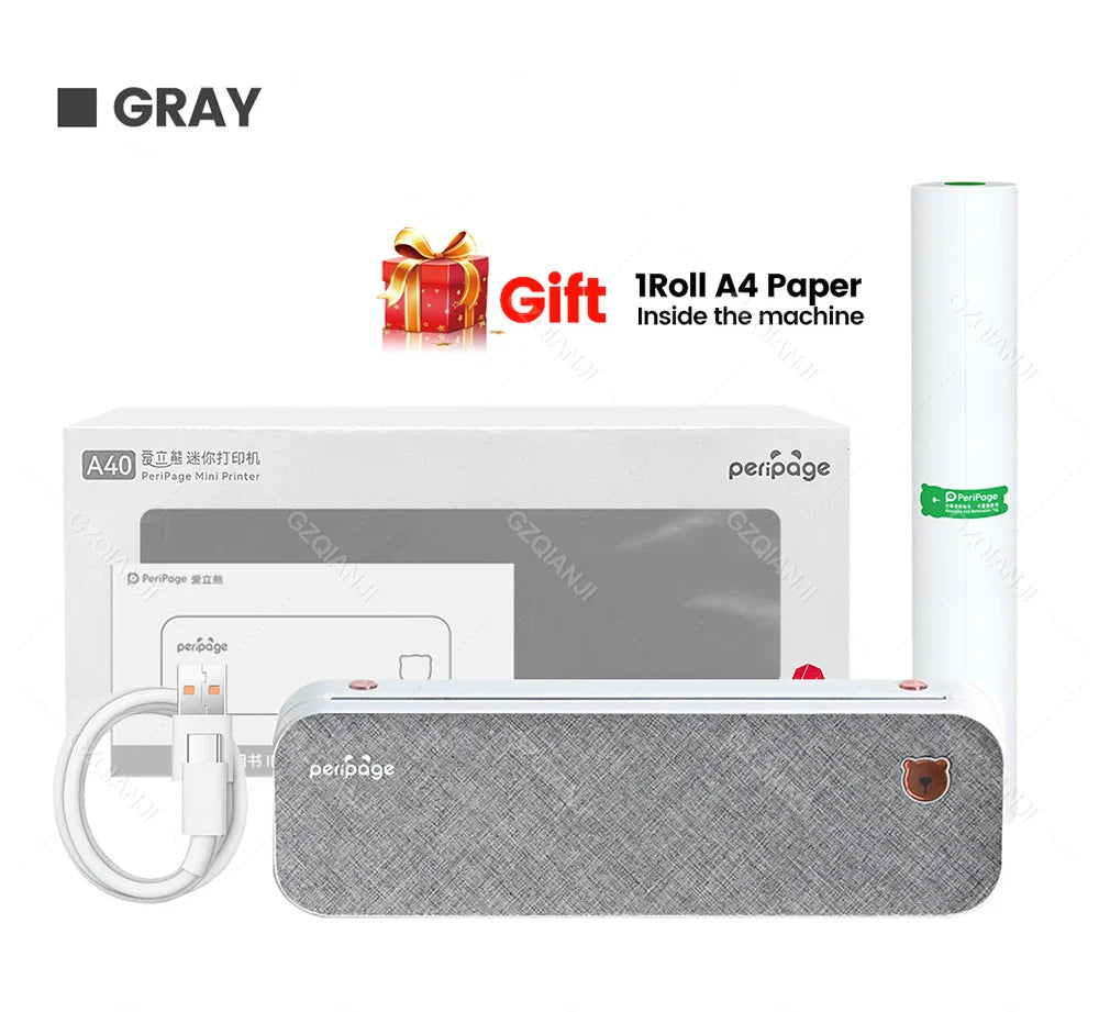 Peripage A40 Thermal Printer – Wireless Bluetooth & USB Mobile Printing Machine for Text, PDF, Tattoo Transfers