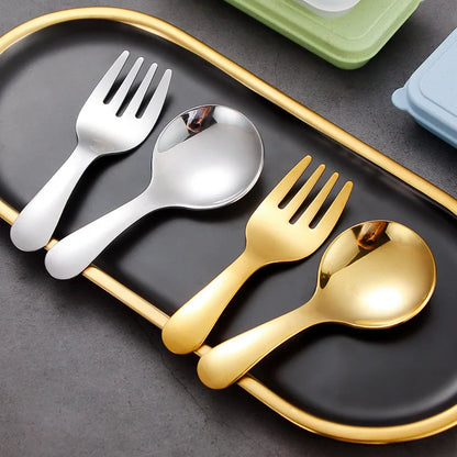 Portable 304 Stainless Steel Tableware – Children's Spoon and Fork Set, Outdoor Tourism and Dessert Utensils