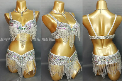 Sexy Girl Belly Dance Costume Set – Bra & Belt Set in 10 Colors for Ladies Bellydancing