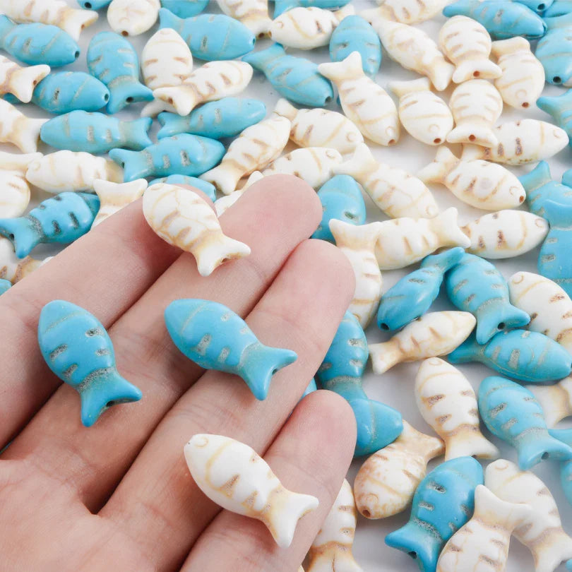 10/20/30PCS Colorful Ceramic Animal Beads – 2mm Hole Clownfish, Turtle, Star & Conch Shell for DIY Jewelry, Bracelets & Crafts