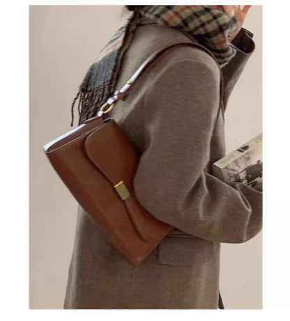 Retro Underarm Bag for Women – New Autumn Winter Fashion, Solid Color PU Leather Handbag, Casual Commuter Single Shoulder Bag