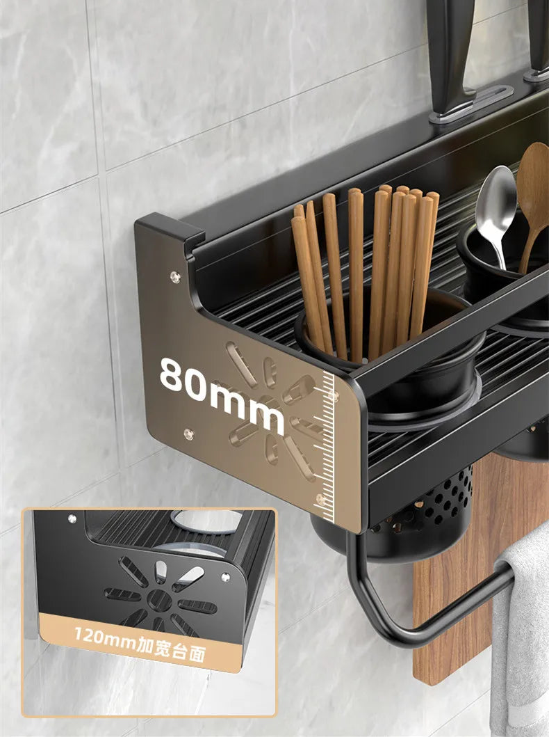 Kitchen Knife & Spice Holder – Stand Organizer with Spoon, Chopsticks Rest and Hanging Storage Rack
