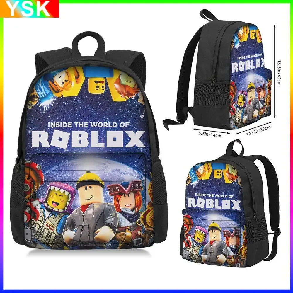 Roblox School Backpack with Compartments - Lightening Sport Bag for Primary and Middle School Kids, Boys and Girls