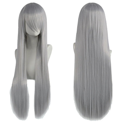80cm Long Cosplay Wig - Synthetic Straight Hair with Bangs for Lolita Anime Costume Party Styling