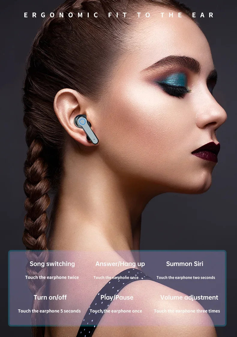 Original M19 Wireless Bluetooth Headset – LED Display Earbuds with Mic for iPhone & Xiaomi TWS Earphones