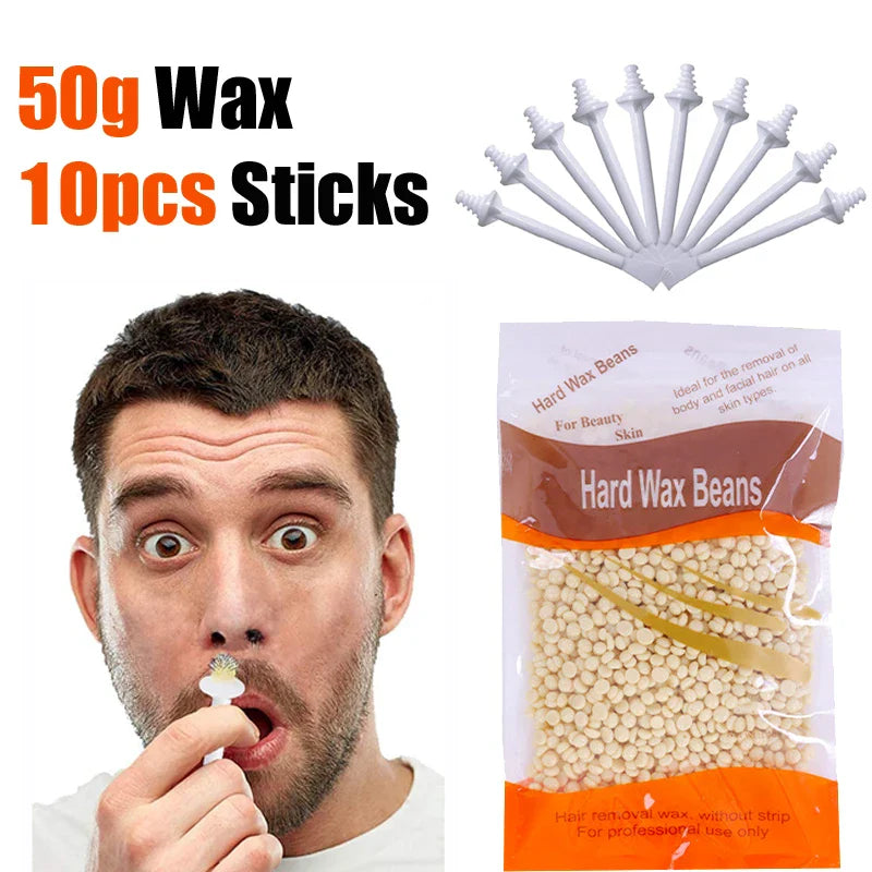 Portable Nose Wax Kit 50g-100g for Men & Women - Nail & Nose Hair Removal with Cleaning Wax Kit & Clipper