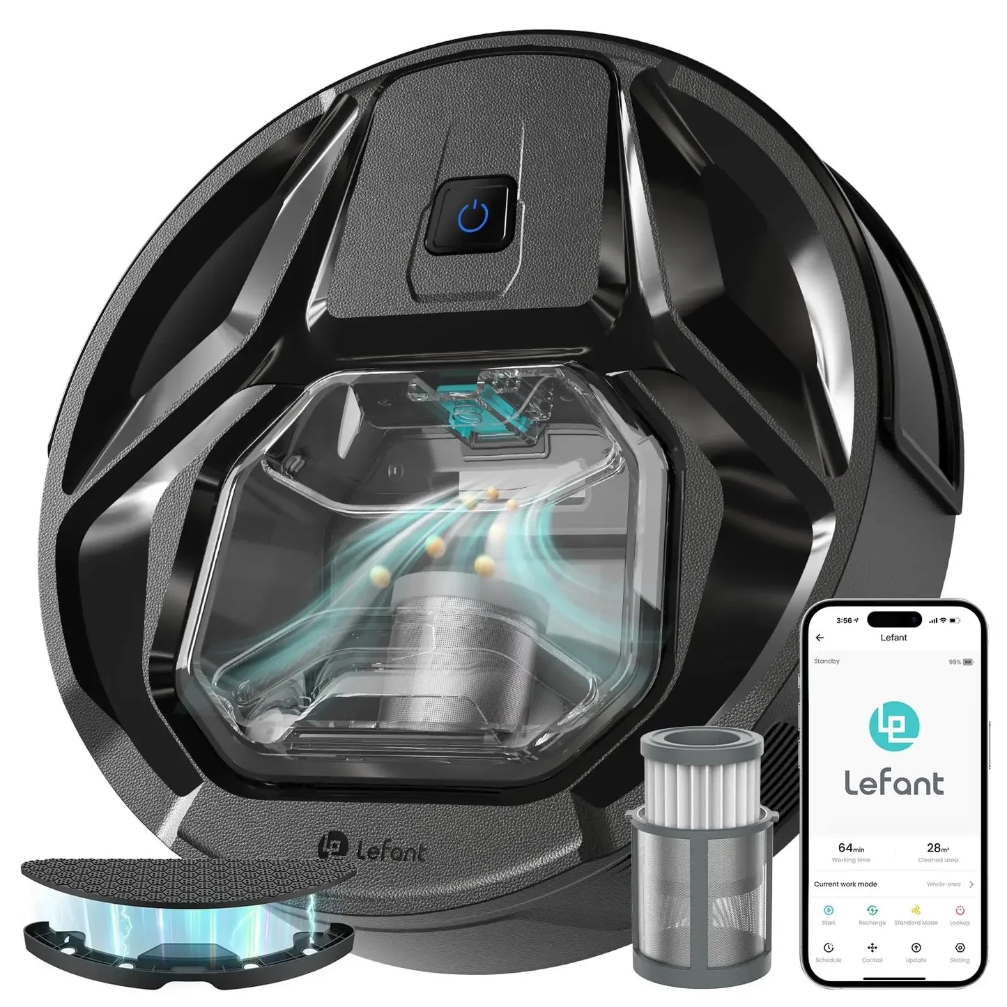 Lefant M320 Robot Vacuum Cleaner with Mop – 6000Pa Suction, 210 Min Runtime, 800ML Dustbin, Carpet Detection