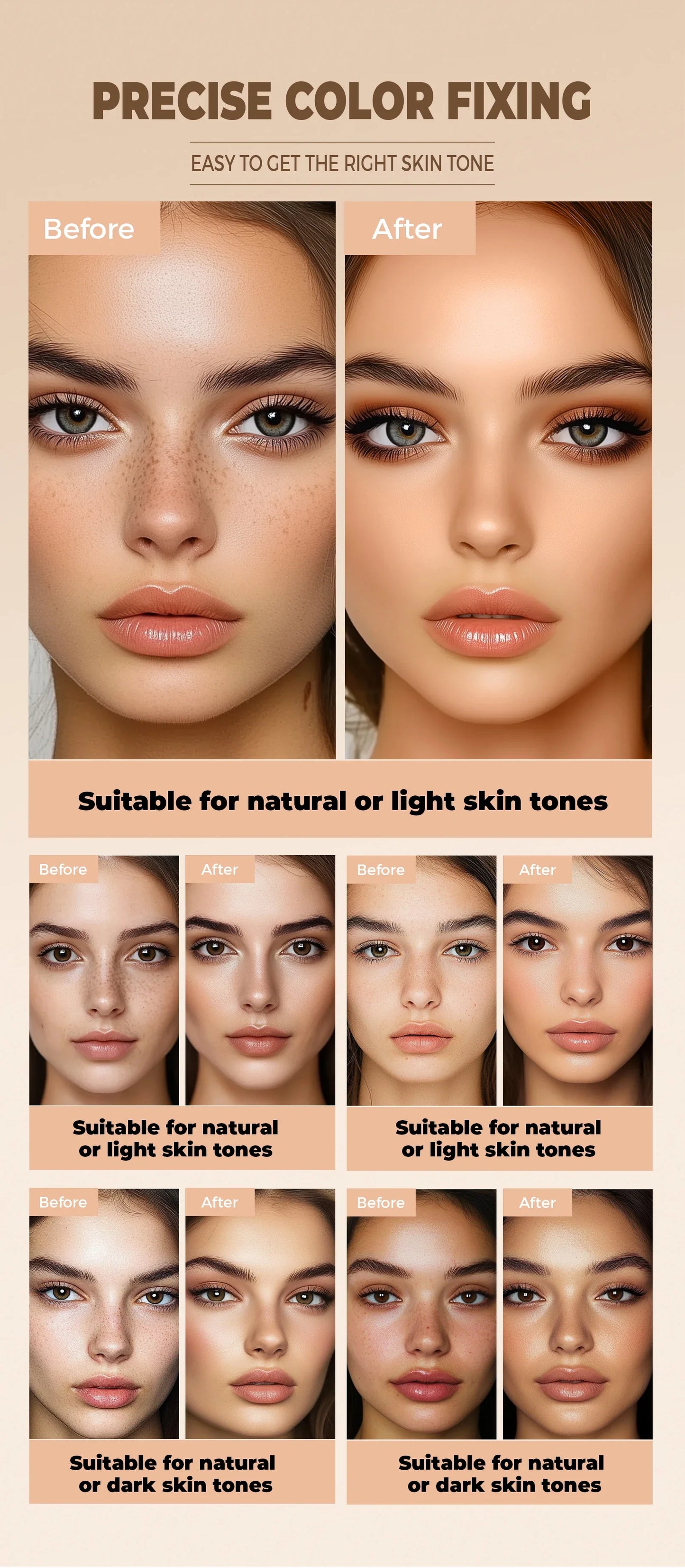 Waterproof Full-Coverage Concealer — Natural Finish Foundation for Tattoos, Scars, All Skin Tones & Types
