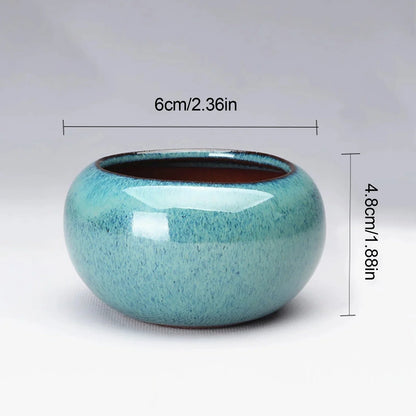 Ceramic Round Plant Pot - Succulent & Orchid Planter with Drainage Holes for Indoor & Outdoor Decor