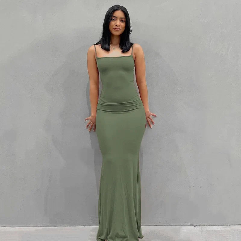 2025 Women's Summer Dress - Solid Color Slim Fit Camisole Skirt Sexy Fashion Style