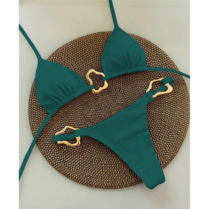 2025 Women’s Sexy Halter Micro Bikini Set – Solid Brazilian Thong Swimwear Beach Bathing Suit