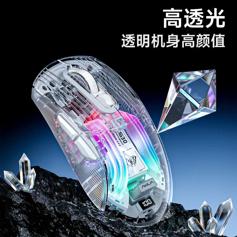 Aula SC630 Custom Gaming Mouse – 3-Mode 2.4G/Bluetooth/USB with Charging Base, Energy-Saving Esports Mouse for PC