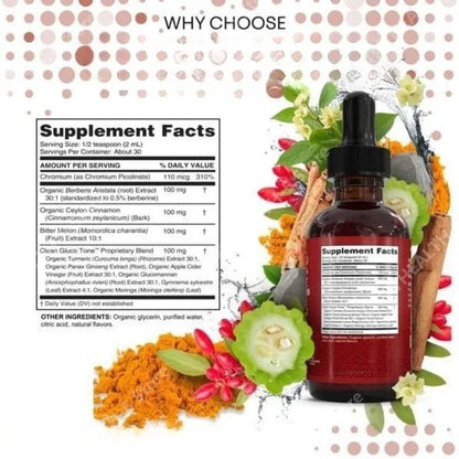 Berberine Liquid Drops Supplement - Ceylon Cinnamon, Bitter Melon, Glucomannan, Gymnema, Chromium & Turmeric Extract Blend
