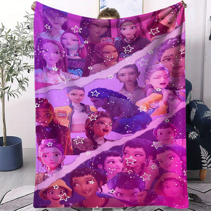 K-Pop Demon Hunter Flannel Blanket — Anime Girl Team Throw — Winter Warm Sofa & Bed Cover Fan Gift