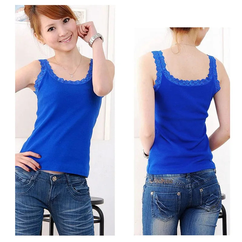 Women's Lace Tank Top - Sleeveless Summer Vest Top for Women, Stylish Casual Innerwear in White & Black