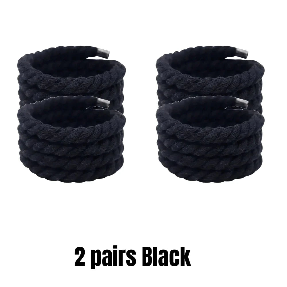 Round Thick Rope Shoelaces – High-Quality Polyester Cotton, Solid Color, 0.8cm Width, 120/140/160cm