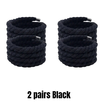 Round Thick Rope Shoelaces – High-Quality Polyester Cotton, Solid Color, 0.8cm Width, 120/140/160cm