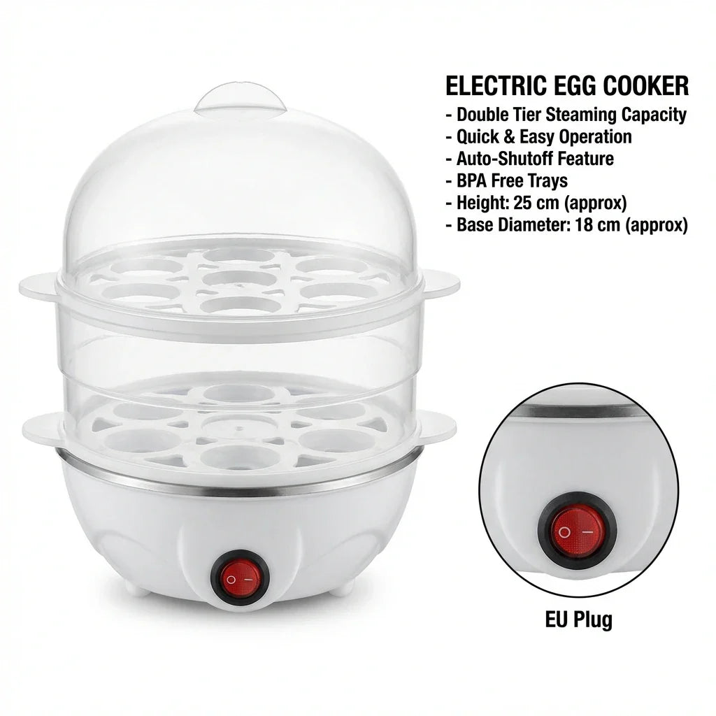 Double Layer Electric Egg Boiler – Mini Multifunctional Egg Steamer & Poacher for Breakfast Cooking