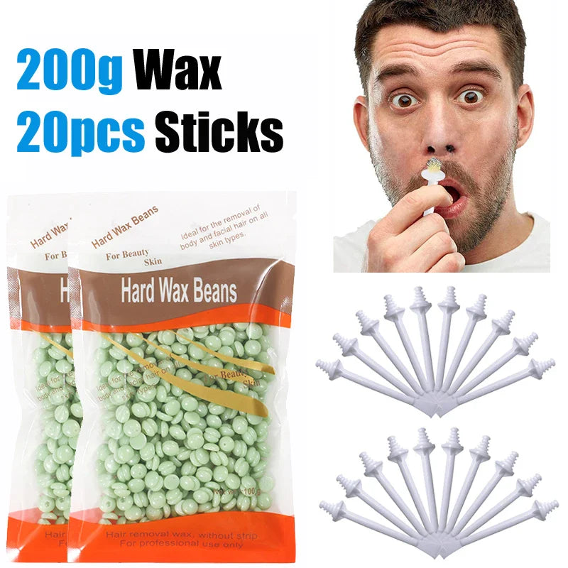 Portable Nose Wax Kit 50g-100g for Men & Women - Nail & Nose Hair Removal with Cleaning Wax Kit & Clipper