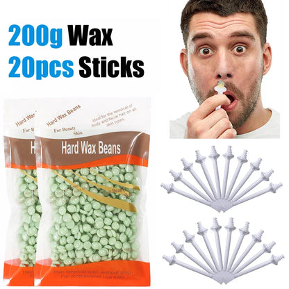 Portable Nose Wax Kit 50g-100g for Men & Women - Nail & Nose Hair Removal with Cleaning Wax Kit & Clipper