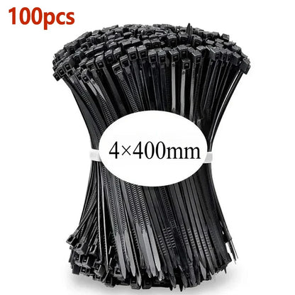 100Pcs Nylon Cable Ties - Self Locking Adjustable Wire Zip Straps for Home Office Cable Management