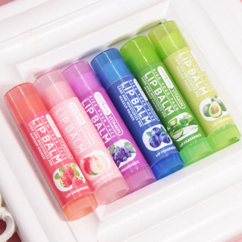 6PCS Fruit-Flavored Lip Balm Set with Aloe Vera – Deep Hydrating Lip Moisturizer, Anti-Dryness Lip Care, Plumping & Smoothing Lip Lines Treatment