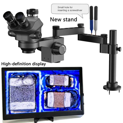 3.5-200X Simul-Focal Stereo Trinocular Microscope Set – 4K/2K/1080P HDMI VGA USB Camera, Clamp & Folding Extension Base