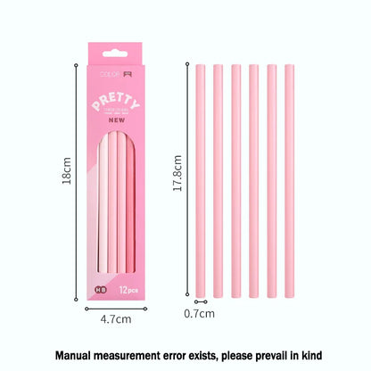 12-Piece Gradient Colored Pencils Set - Pastel Macaron Colors with Natural Wood Finish