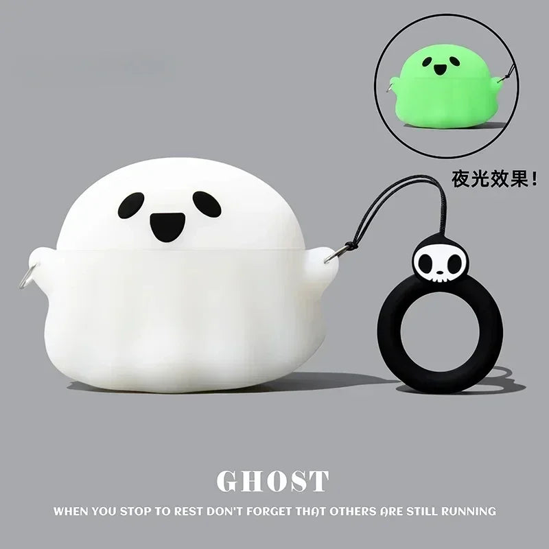 Cartoon Ghost Silicone Case for Anker Soundcore Liberty 4 NC Earbuds — Cute Soft Protective Cover
