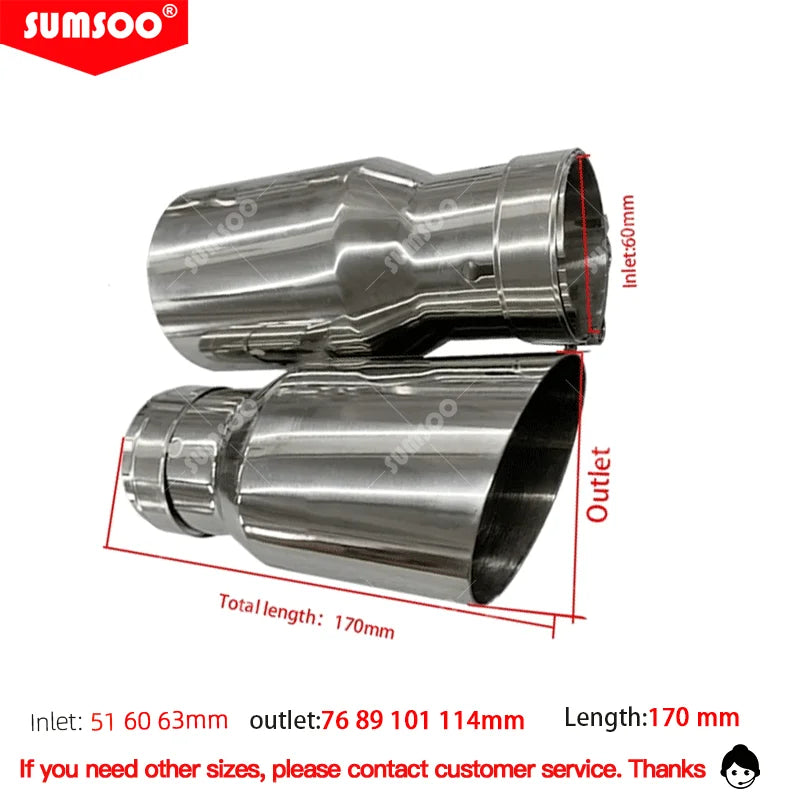 Universal Stainless Steel Car Exhaust Muffler Tail Pipe — Auto Modification Accessory