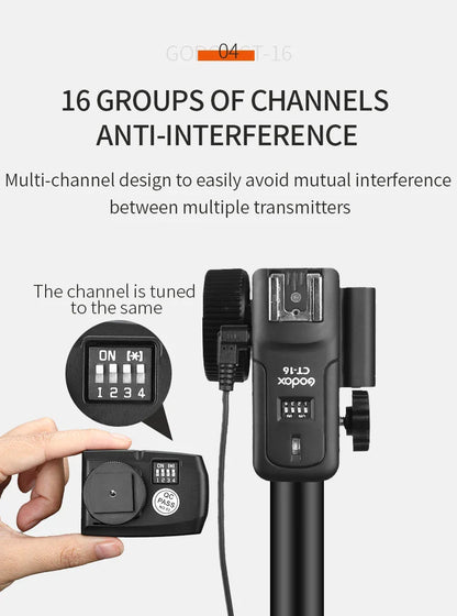 Godox CT-16 16-Channel Wireless Flash Trigger Transmitter & Receiver Set for Canon Nikon Pentax Studio Speedlite