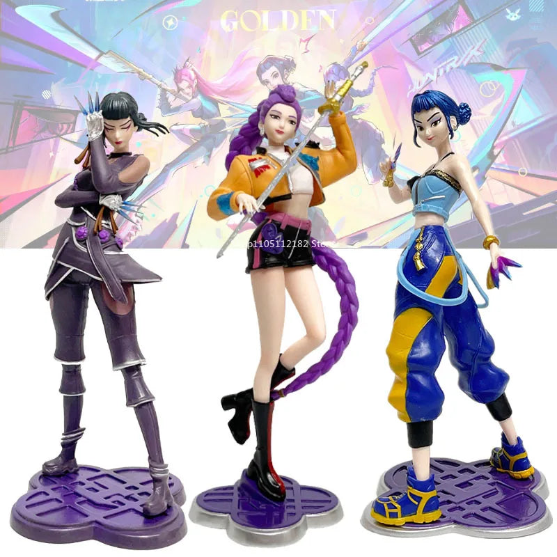 22cm K-Pop Demon Hunters Anime Figures – Rumi, Zoey, Mira, Saja Vinyl Action Toy Collectibles for Fans & Cosplay Gifts