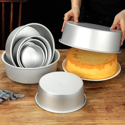 4-12 Inch Aluminum Round Cake Bakeware: Solid Bottom Chiffon Cake Die - Home Baking Mold Pan Tin for Cake Enthusiasts