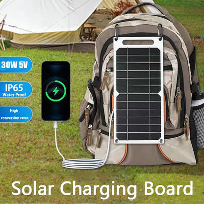 30W USB-C Waterproof Portable Solar Panel — 6.8V Outdoor Charger for Phones, Power Banks & Camping
