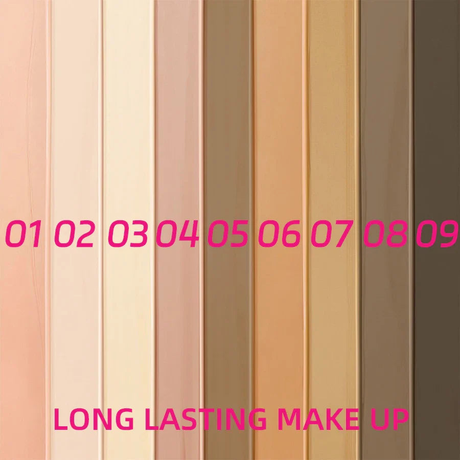 9-Color Matte Foundation Cream – Waterproof, Moisturizing Liquid Concealer for Full Coverage Professional Face Makeup