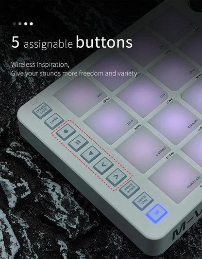 M-VAVE SMC-PAD Wireless MIDI Controller – Portable Percussion Keyboard with USB-C Interface, Compact MIDI Pad for Music Production