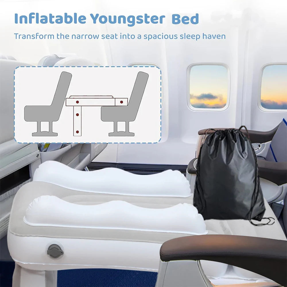 Infant & Kids Inflatable Mattress – Foldable Car Rear & Airplane Travel Flocking Air Bed