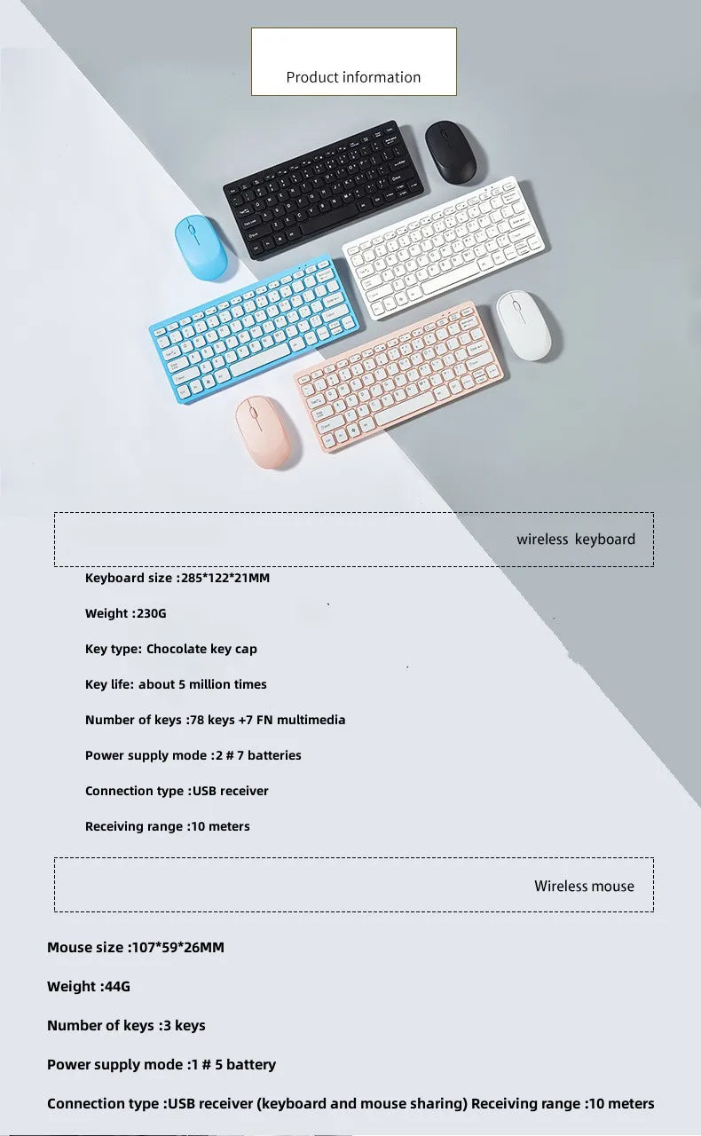 2.4G Wireless Mini Keyboard and Mouse Combo – Portable Set for Notebook, Laptop, Mac, PC, Smart TV & PS4