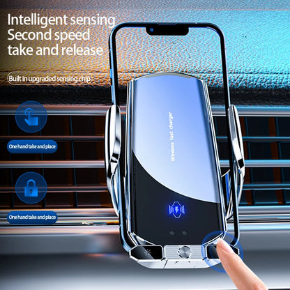 Car Magnetic Cell Phone Holder & Wireless Charger - 360° Rotatable Mount for iPhone 14, Xiaomi, GPS Support