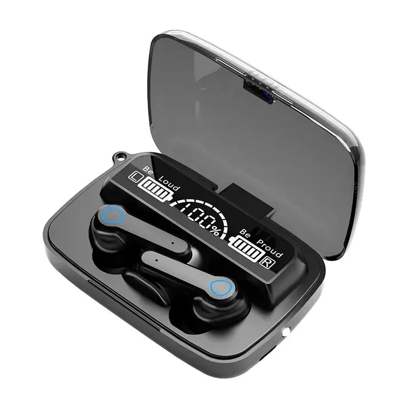 M19 Bluetooth Wireless Headset – TWS Gaming Earbuds with Noise-Cancelling, Touch Control & Mini Emergency Power Bank
