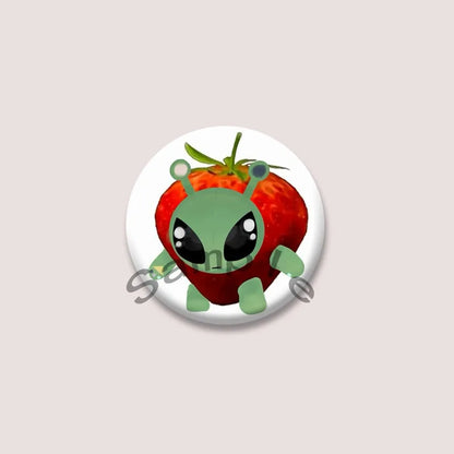 Cute Green Alien Cat Round Badge – Funny Cartoon Animal Brooch Pin for Backpack, Lapel & Gifts