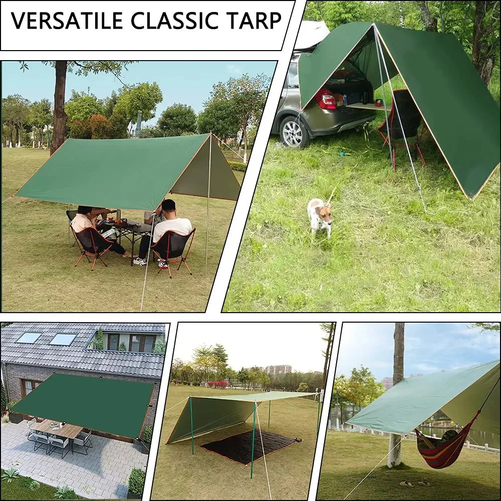Waterproof Camping Tarp - Ultralight Outdoor Sunshade, Tent Awning, and Garden Canopy for Beach and Tourist Use