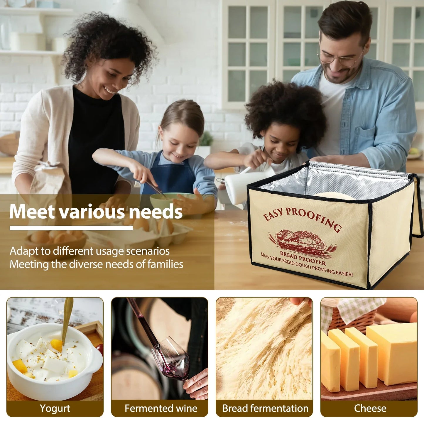 Versatile Dough Proofer with Heater – Temperature-Controlled, Collapsible Dough Proofing Box with Timer for Bread Making