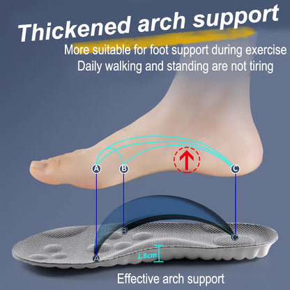 High Elasticity Latex Sport Insoles - Soft Shoe Pads with Arch Support, Orthotic Design, Breathable Deodorant, Shock Absorption Cushion